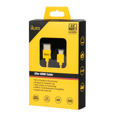 Ikan Slim HDMI Cable w- v1.4 Ultra HD 4K Support (Mini to Standard)
