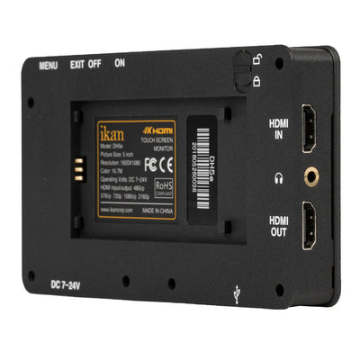 Ikan 5" 4k Support HDMI On-Camera Field Monitor w- Touch Screen