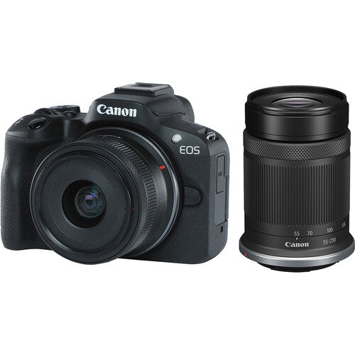 Canon EOS R50 Mirrorless Camera with 18-45mm and 55-210mm Lenses (Black) Package