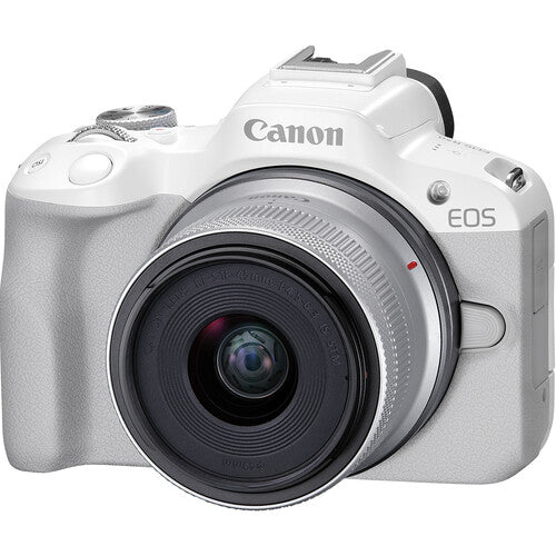 Canon EOS R50 Mirrorless Camera with 18-45mm Lens and RF 75-300mm f/4-5.6 Lens (Canon RF) (White)