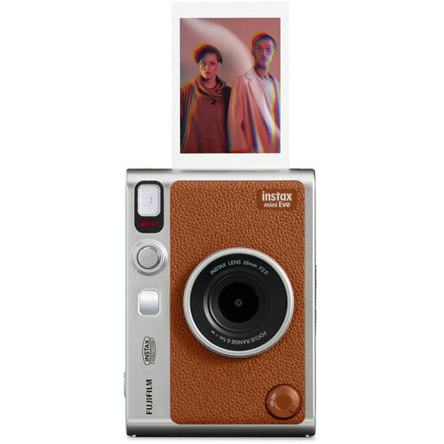 FUJIFILM INSTAX MINI EVO Hybrid Instant Camera (Brown) Package