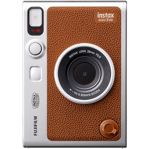 FUJIFILM INSTAX MINI EVO Hybrid Instant Camera (Brown) Package