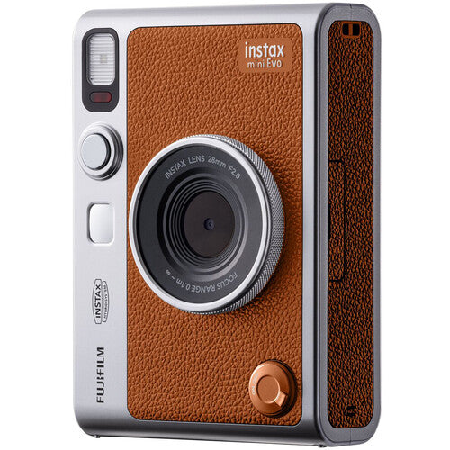 FUJIFILM INSTAX MINI EVO Hybrid Instant Camera (Brown) Package