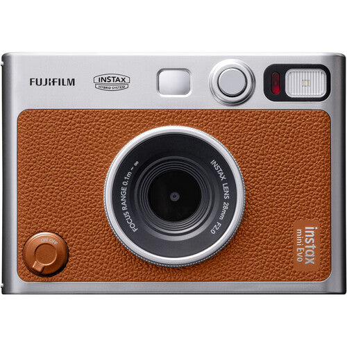 FUJIFILM INSTAX MINI EVO Hybrid Instant Camera (Brown) Package