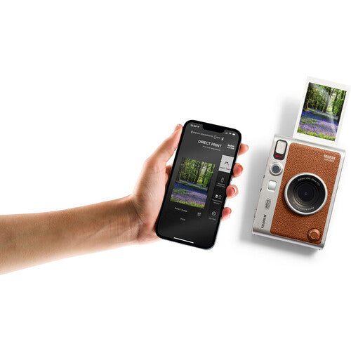 FUJIFILM INSTAX MINI EVO Hybrid Instant Camera (Brown) Package