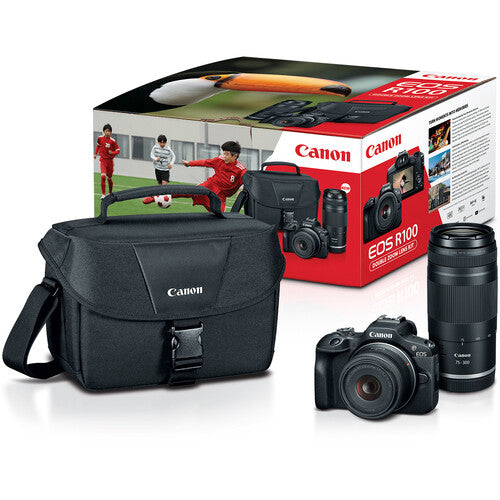 Canon EOS R100 Mirrorless Camera with 18-45mm and 75-300mm Lenses Package