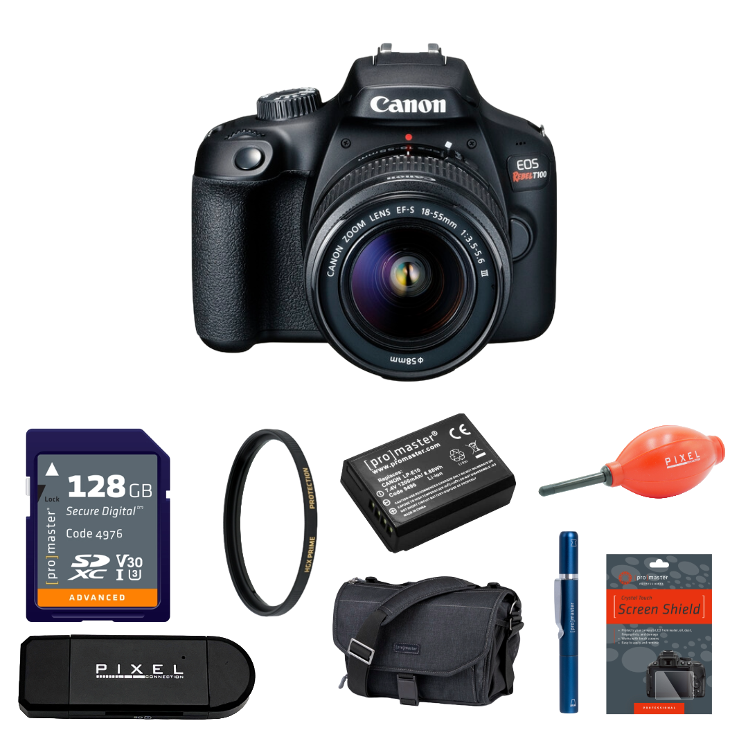 Canon EOS Rebel T100 DSLR Camera with 18-55mm Lens Package