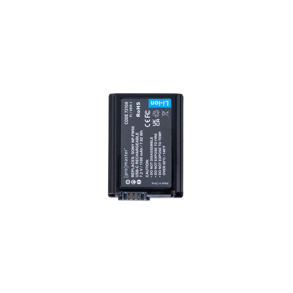 ProMaster  Li-ion Battery For Sony NP-FW50 With USB-C Charging