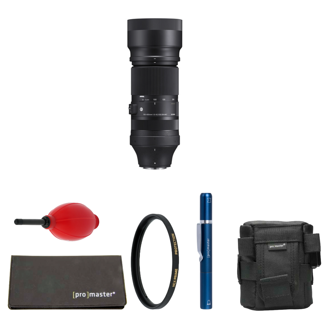 Sigma 100-400mm f/5-6.3 DG DN OS Contemporary Lens (FUJIFILM X) Package