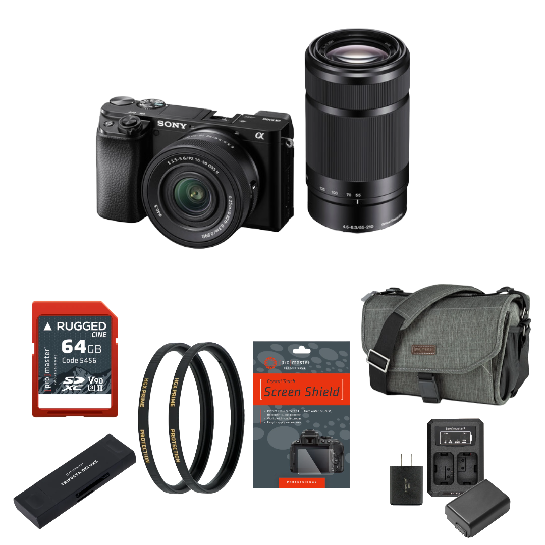 Sony a6100 Mirrorless Camera with 16-50mm and 55-210mm Lenses Package