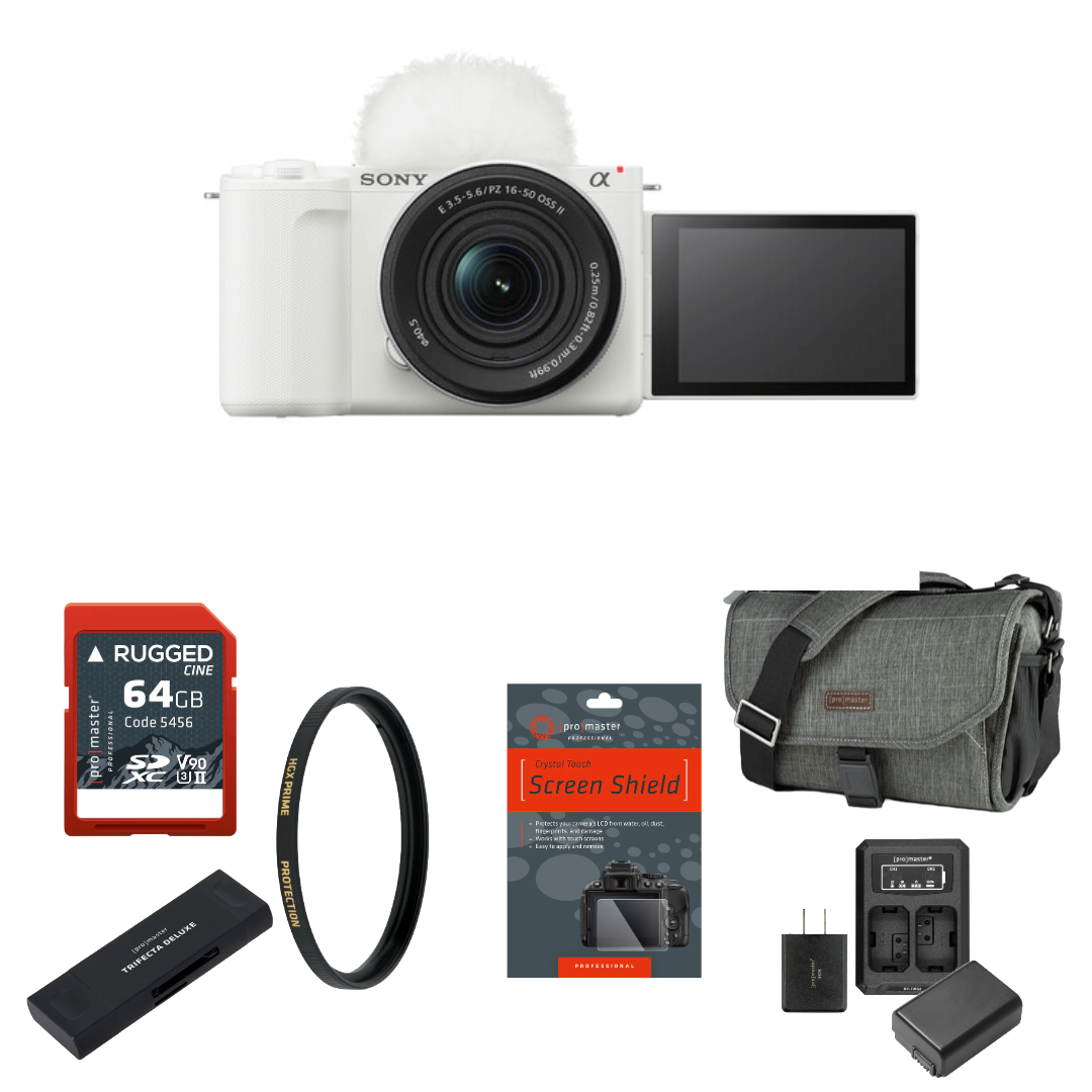 Sony ZV-E10 II Mirrorless Camera with 16-50mm Lens (White) Package