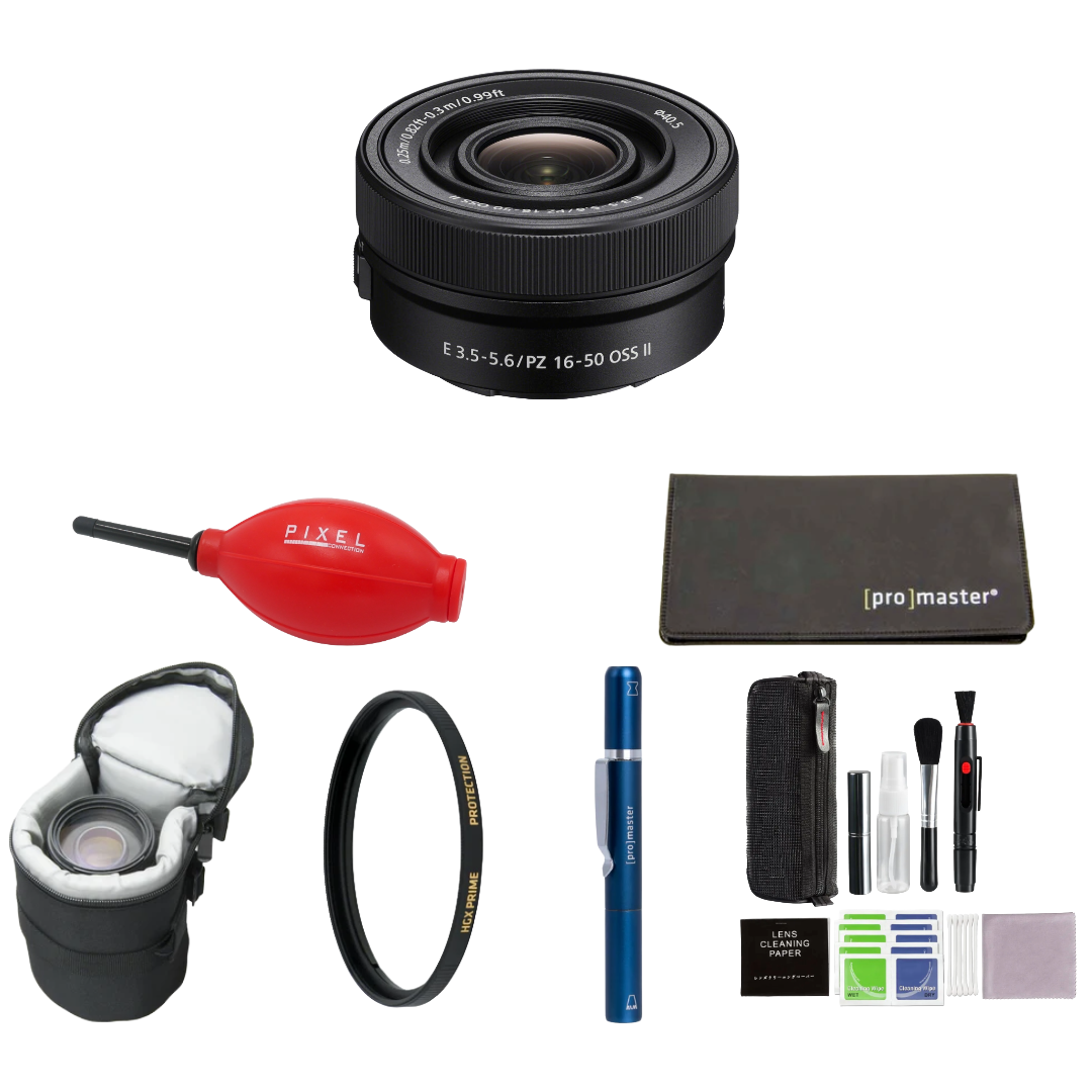 Sony E PZ 16-50mm f/3.5-5.6 OSS II Lens (Sony E, Black) Package