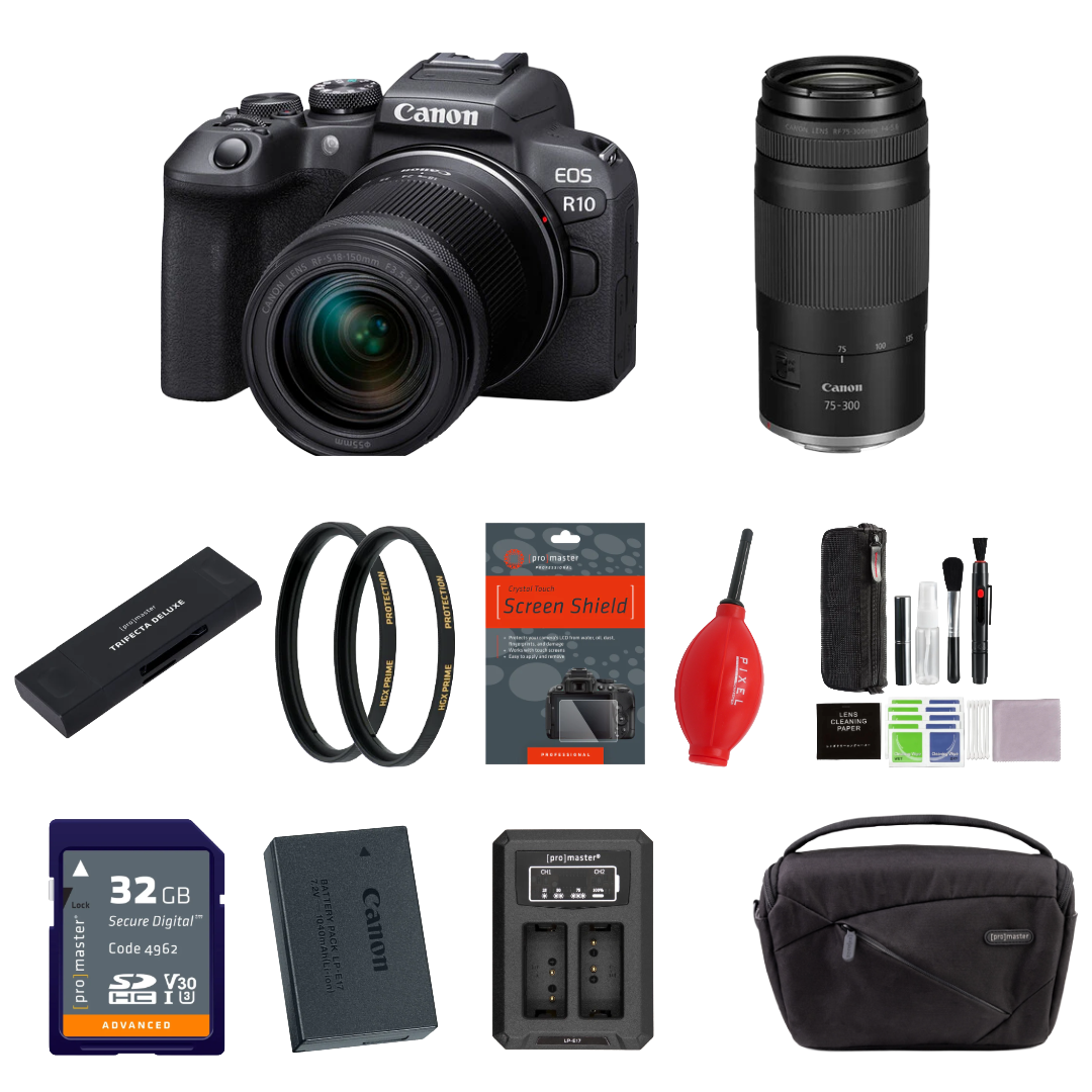 Canon EOS R10 Mirrorless Camera with 18-150mm Lens and RF 75-300mm f/4-5.6 Lens (Canon RF)