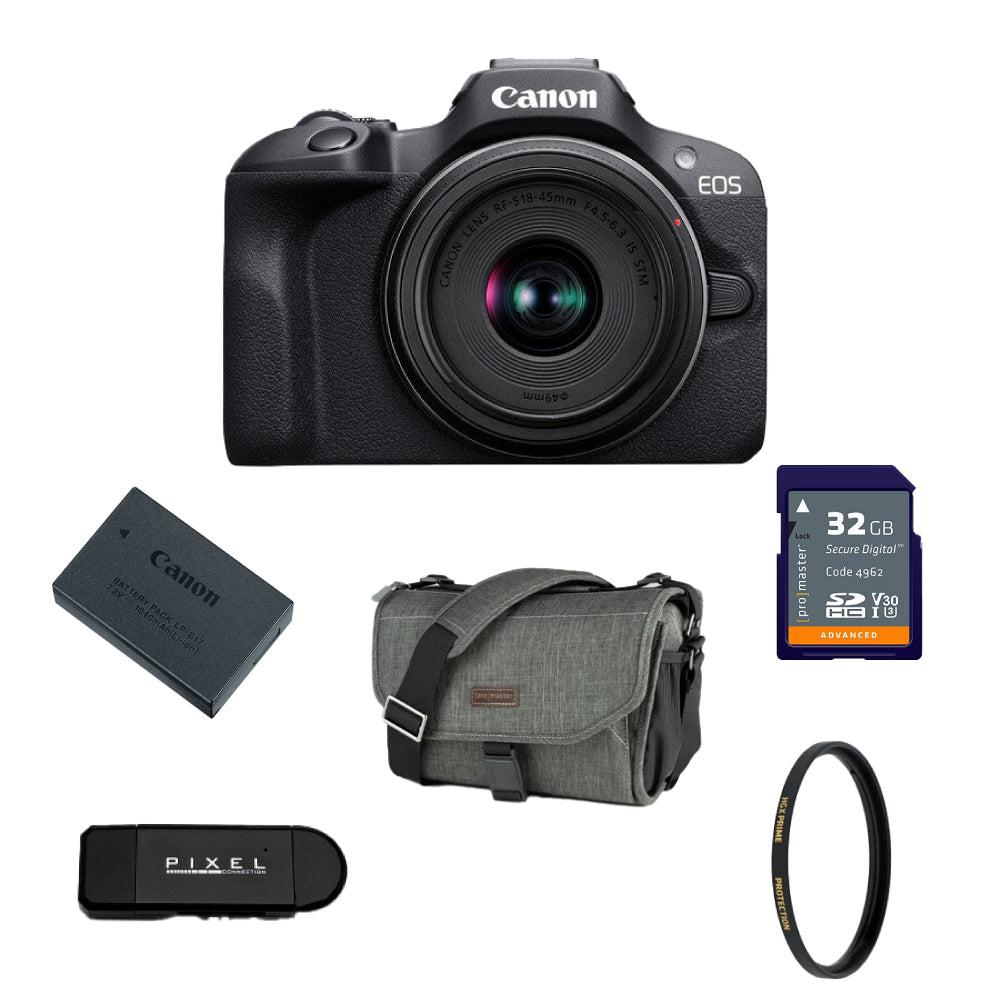 Canon EOS R100 Mirrorless Camera With 18-45mm Lens Package
