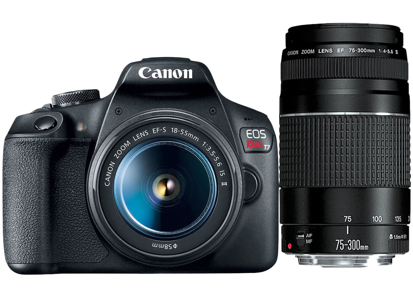 Canon EOS Rebel T7 DSLR Camera with 18-55mm and 75-300mm Lenses Package