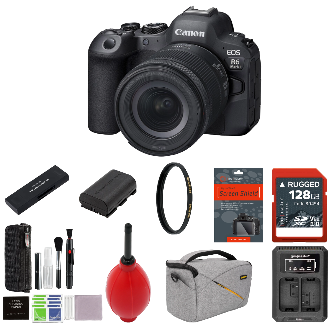 Canon EOS R6 Mark II Mirrorless Camera with 24-105mm f/4-7.1 Lens Package