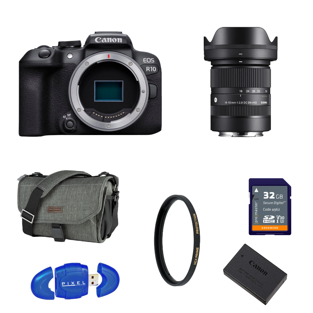Canon EOS R10 Mirrorless Camera with Sigma 18-50mm Lens Package