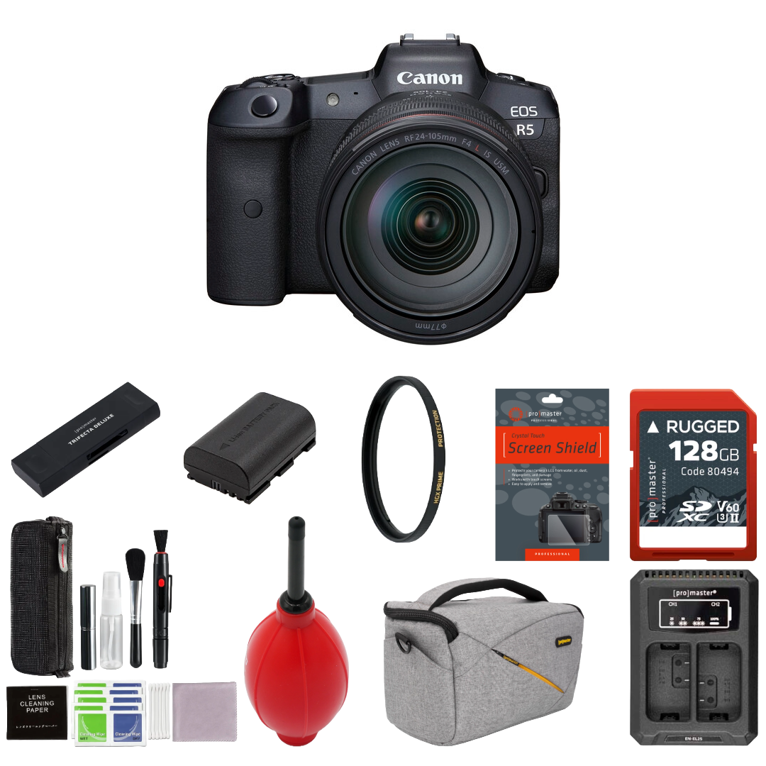 Canon EOS R5 Mirrorless Digital Camera with 24-105mm f/4L Lens Package