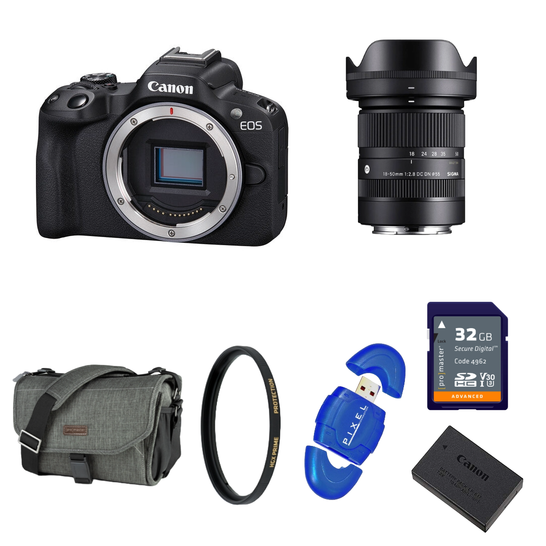 Canon EOS R50 Mirrorless Camera with Sigma 18-50mm Lens Package