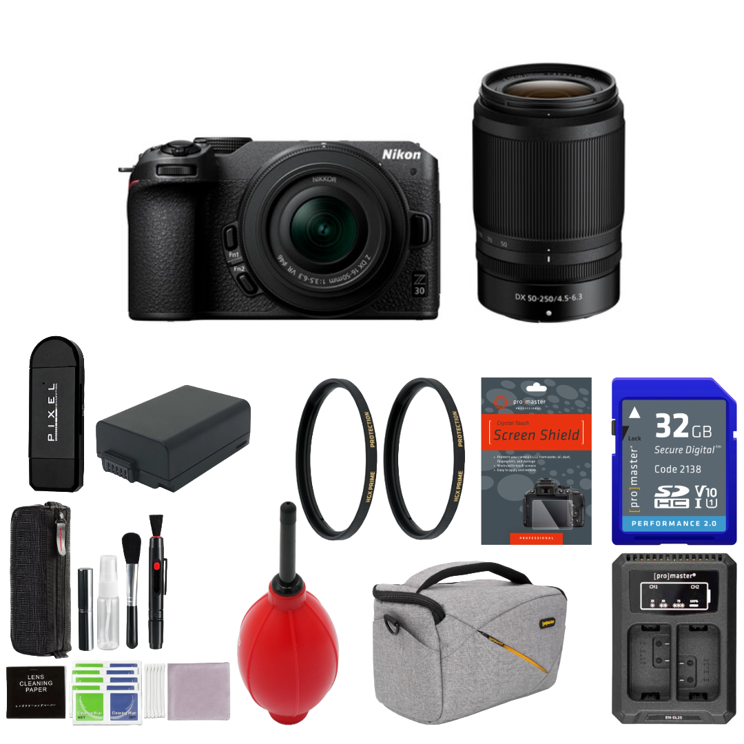 Nikon Z30 Mirrorless Camera with 16-50mm and 50-250mm Lenses Package