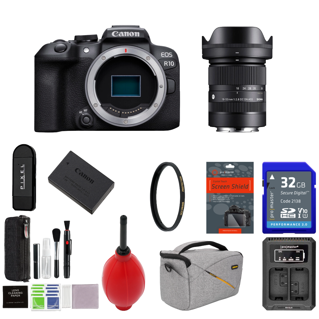 Canon EOS R10 Mirrorless Camera with Sigma 18-50mm Lens Package