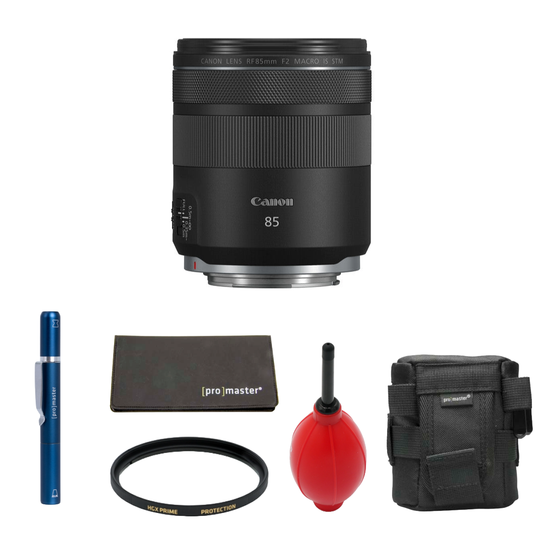 Canon RF 85mm f/2 Macro IS STM Lens (Canon RF) Package