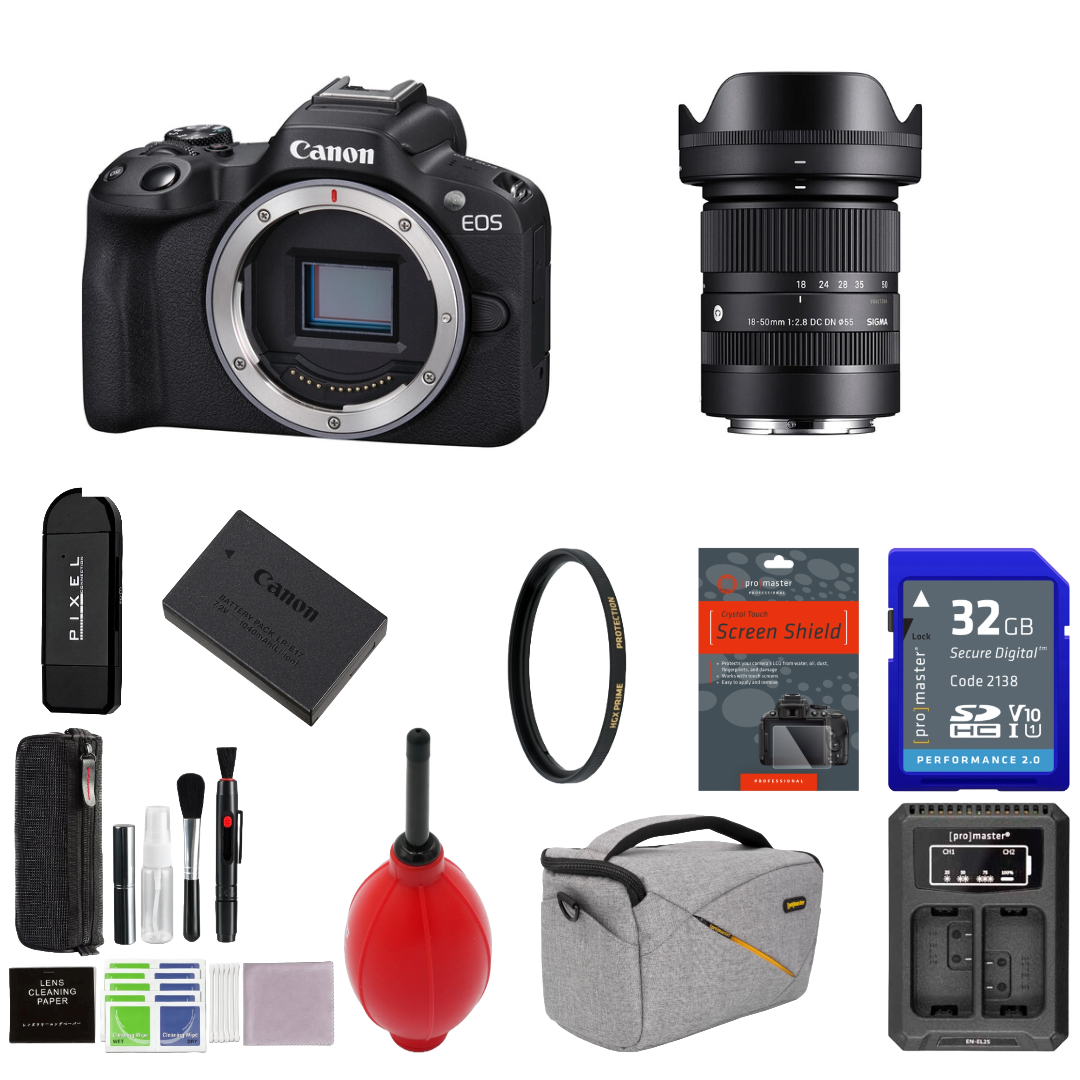 Canon EOS R50 Mirrorless Camera with Sigma 18-50mm Lens Package