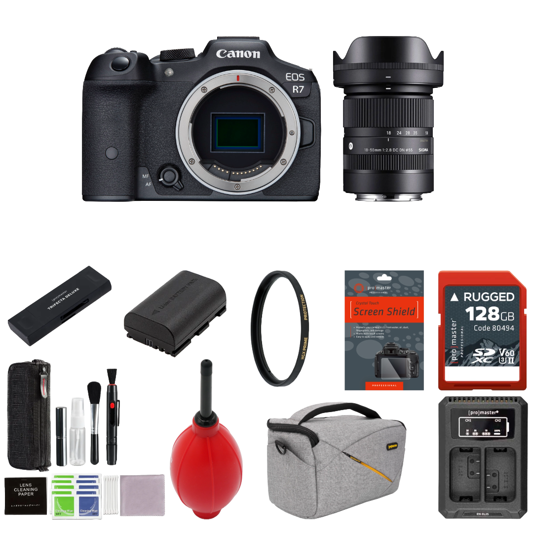 Canon EOS R7 Mirrorless Camera with Sigma 18-50mm Lens Package