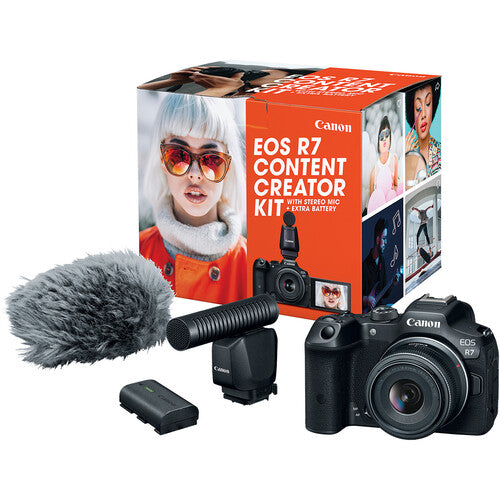 Canon EOS R7 Mirrorless Camera with 18-45mm Lens Content Creator Kit Package