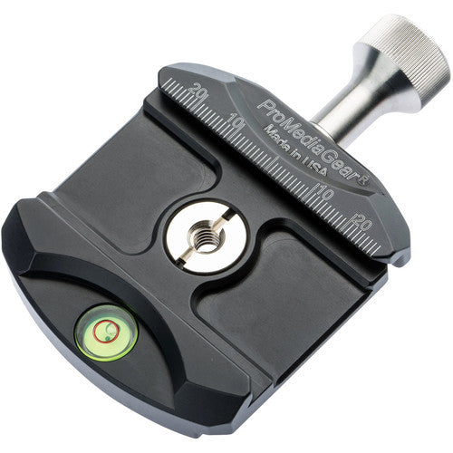 Pro Media Gear Arca-Swiss Type QR Clamp with 1/4" Hardened Thread Insert with Bubble Level (60mm wide)
