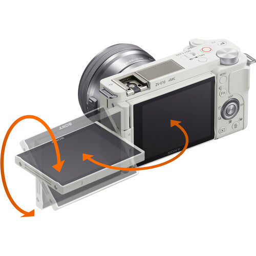 Sony ZV-E10 Mirrorless Camera with 16-50mm Lens (White) Package