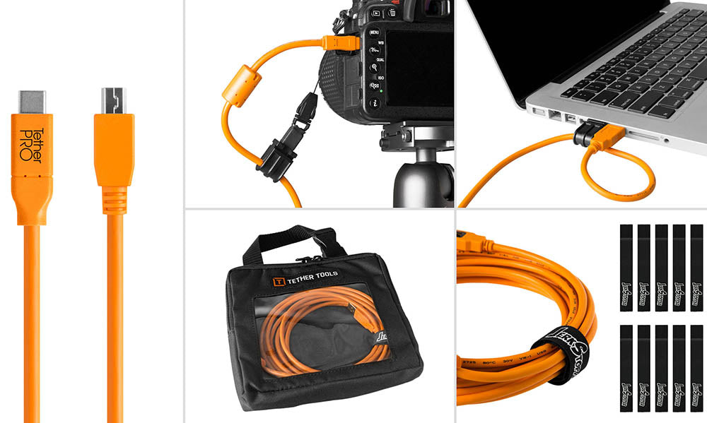Tether Tools Starter Tethering Kit - TetherPRO USB-C to 2.0 Mini-B 5-Pin, 15'